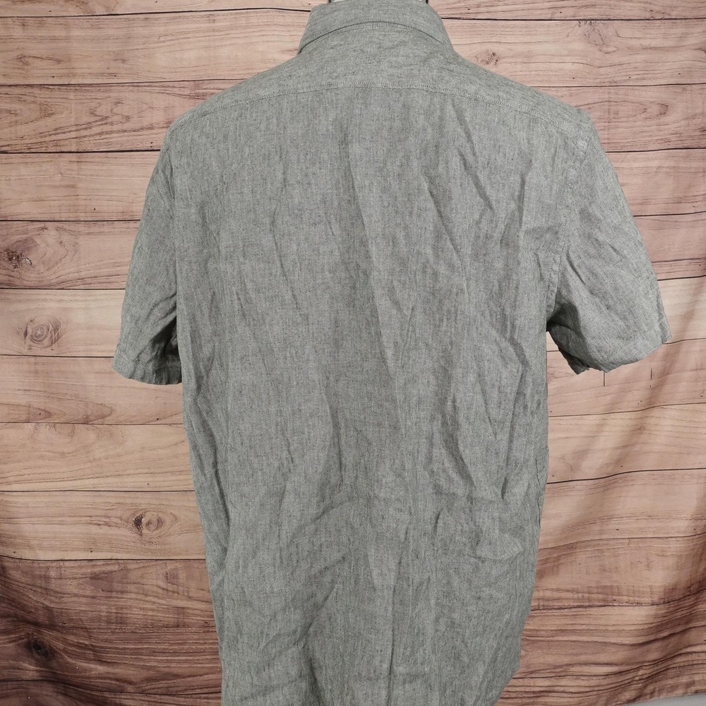 Stafford Shirt Mens XL Green Short Sleeve Button-Up Rayon Linen Blend Casual - Picture 4 of 8